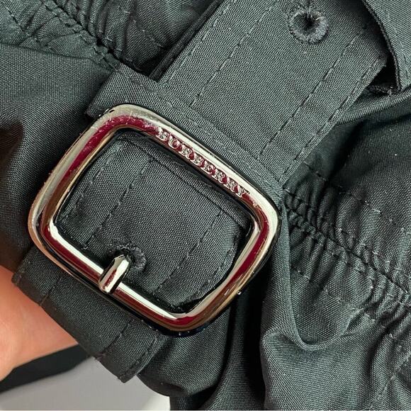 BURBERRY BLACK LONG LIGHTWEIGHT BELTED RAIN TRENCH COAT SIZE 6 - Picture 12 of 16